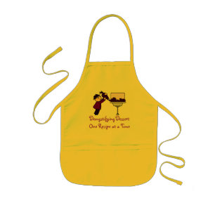 Infantil El desmistificar y logotipo en delantal