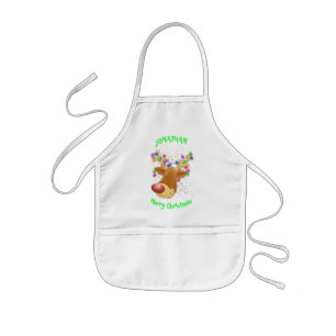 Infantil Reno en luces personalizado delantal para niños