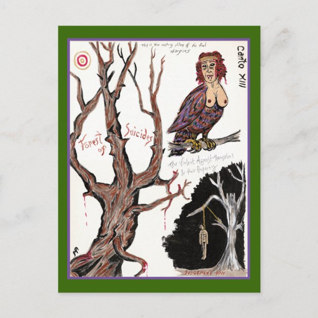 Inferno de Dante, postal de Canto XIII (Anverso)