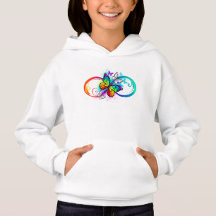 Infinidad brillante con la mariposa arcoiris