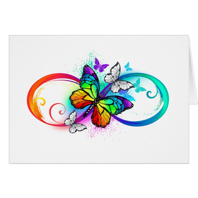 Infinidad brillante con la mariposa arcoiris (Anverso (Horizontal))
