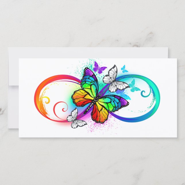Infinidad brillante con la mariposa arcoiris (Anverso)