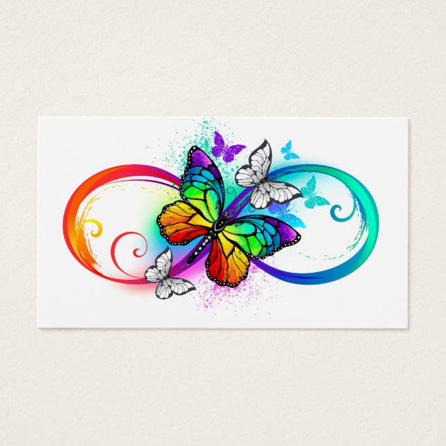 Infinidad brillante con la mariposa arcoiris (Frente)