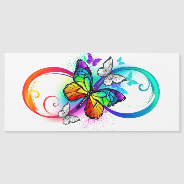 Infinidad brillante con la mariposa arcoiris (Anverso)
