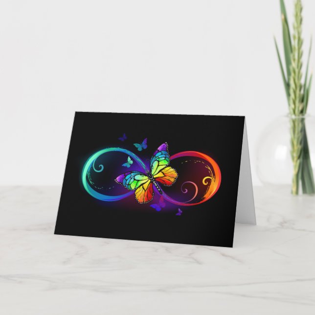 Infinidad vibrante con mariposa arco iris sobre ne (Anverso)