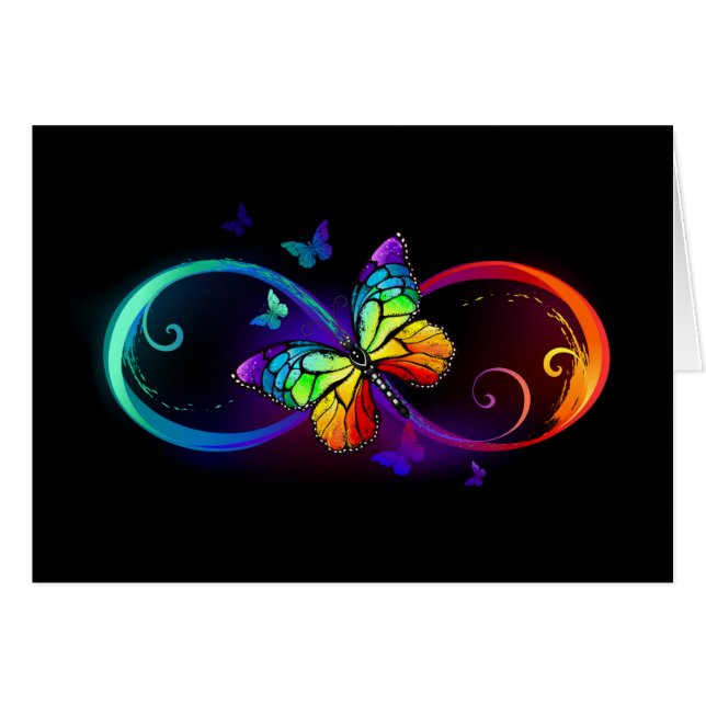 Infinidad vibrante con mariposa arco iris sobre ne (Anverso (Horizontal))