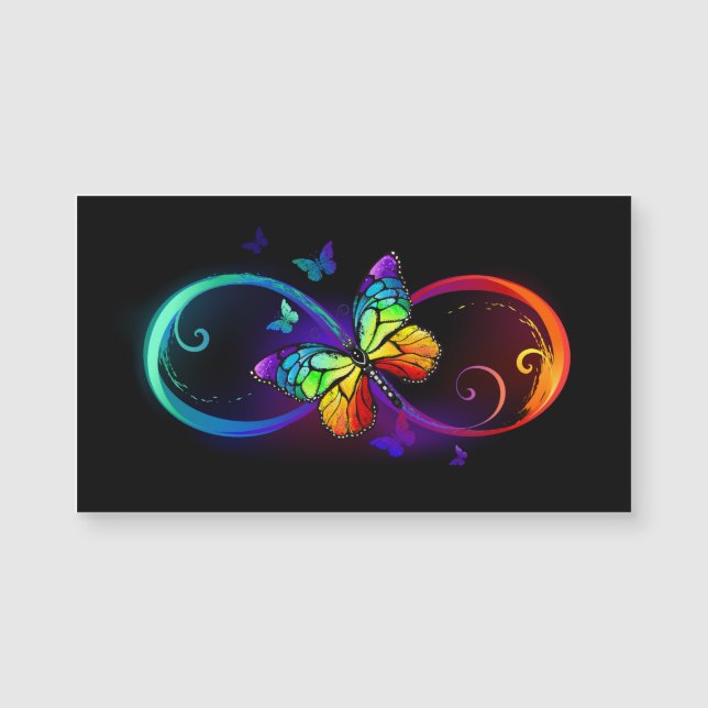 Infinidad vibrante con mariposa arco iris sobre ne (Anverso)