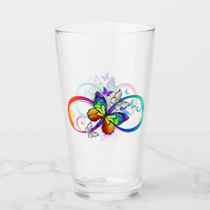 Infinito brillante con mariposa arco iris