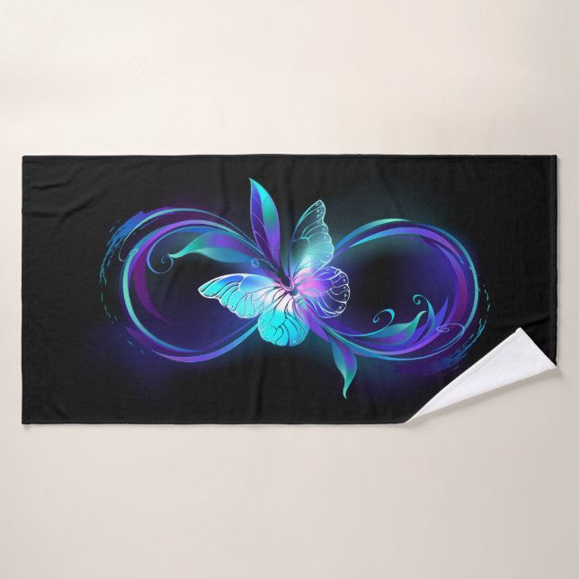 Infinito brillante con mariposa mágica (Toalla de baño)