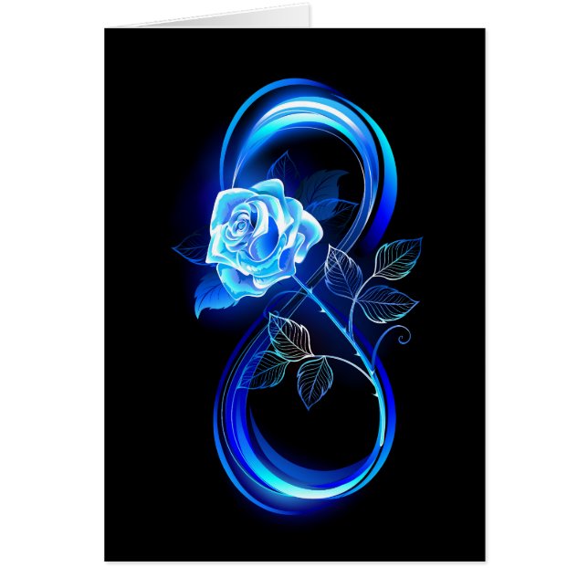 Infinito brillante con rosa azul (Frente)