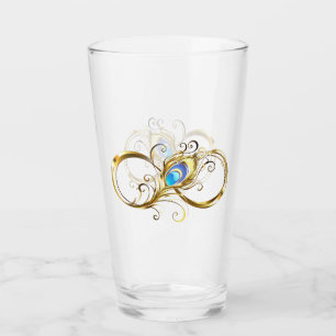 Infinito con la pluma de pavo real dorado