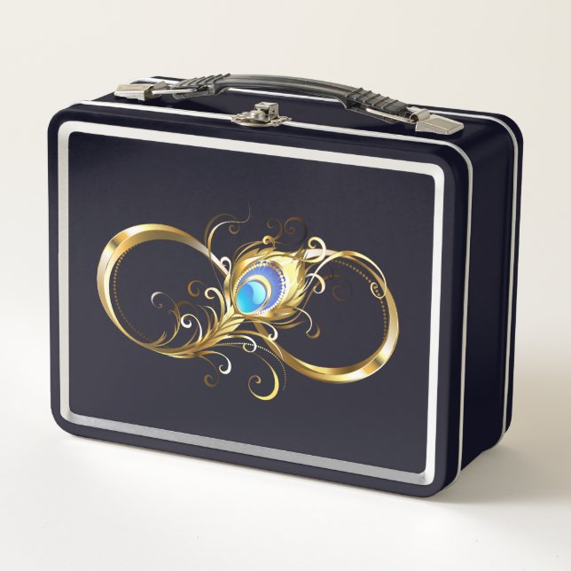 Infinito con la pluma de pavo real dorado (Anverso)