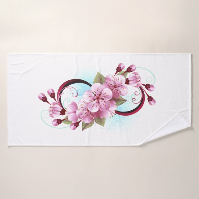 Infinito con las flores de flores de Sakura Blosso (Toalla de baño)