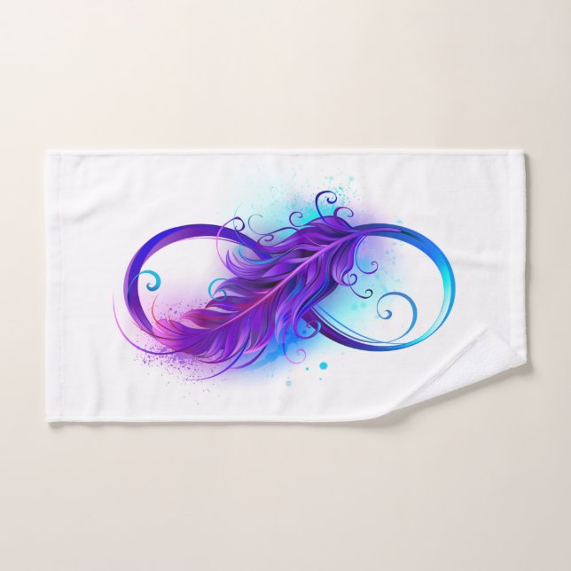Infinito con pluma púrpura (Toalla de mano)