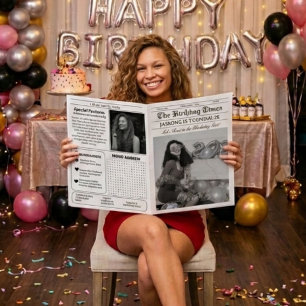 Infografía de programa de cumpleaños de periódico 