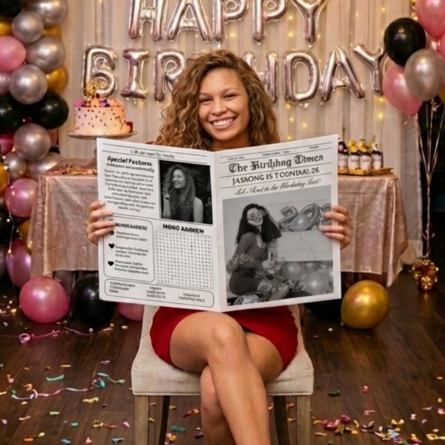 Infografía de programa de cumpleaños de periódico  (Subido por el creador)