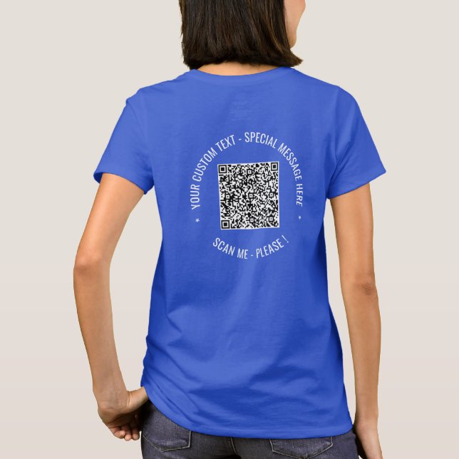  Información de código QR Texto moderno camiseta p (Reverso)