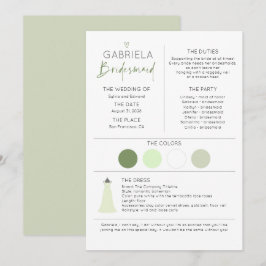 Información de la dama de honor y plantilla de la 