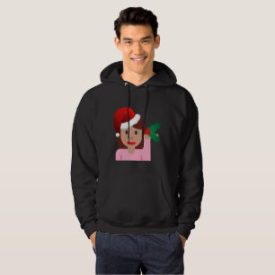 información de navidad chica emoji mens sudadera