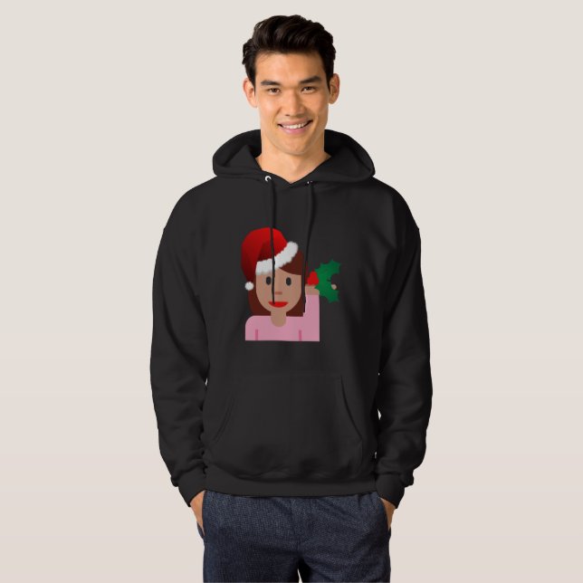 información de navidad chica emoji mens sudadera (Anverso completo)