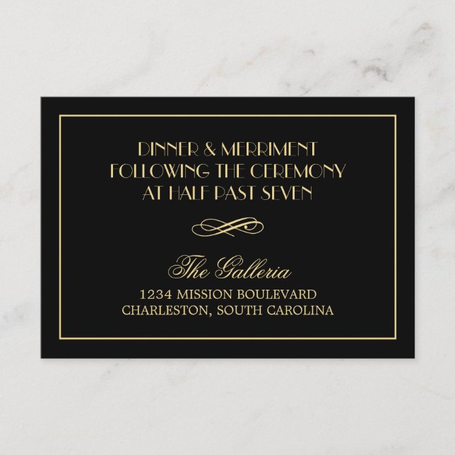 Información de recepción de boda elegante chic Dec (Anverso)