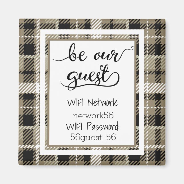 Información de Wifi de Invitado Contraseña Imán (Frente)