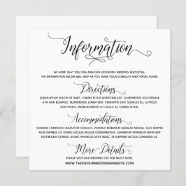 Información del boda Tarjeta de gabinete de script