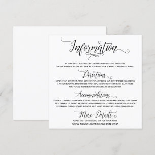 Información del boda Tarjeta de gabinete de script