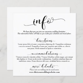 Información del boda Tarjeta de gabinete de script