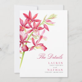 Información detallada del boda de flores de orquíd