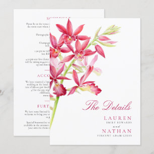 Información detallada del boda de flores de orquíd