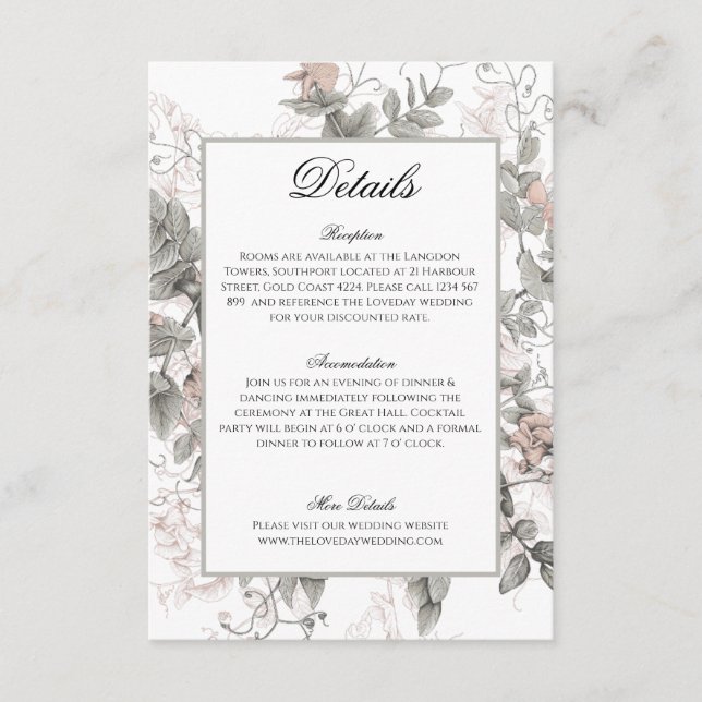 Información sobre la invitación a la boda (Anverso)