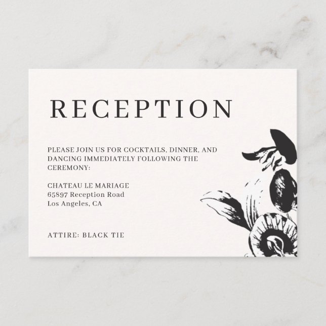 Información sobre la recepción de la boda de flore (Anverso)