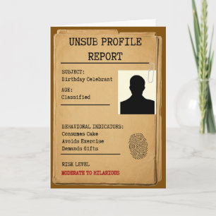 Informe de Perfil de SUSPECTO Tarjeta de Cumpleaño