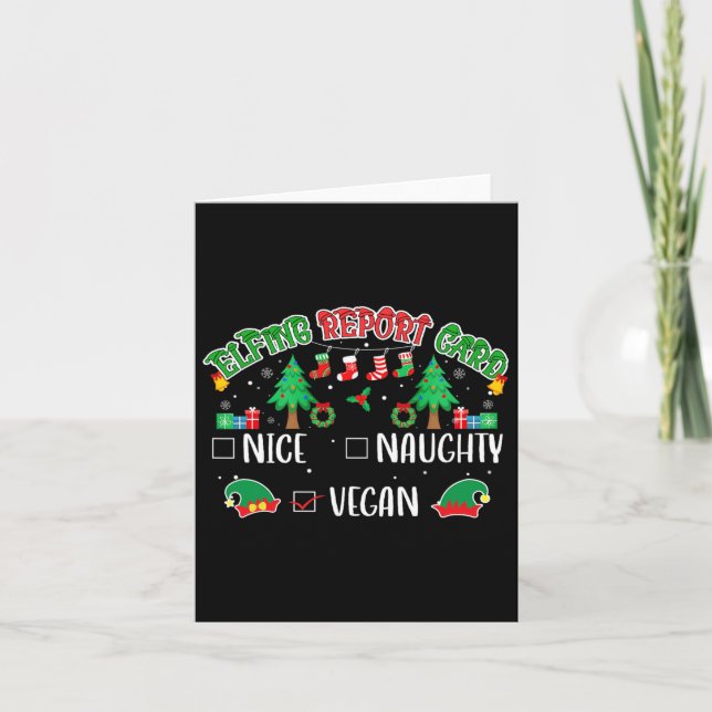 Informe Naughty Nice Vegano Tarjeta de Navidad coi (Anverso)