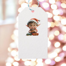 Ingeniería de Navidades Elf White Gift Etiquetas