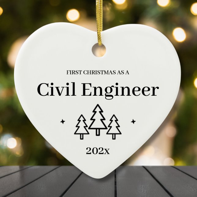 Ingeniero Civil Nuevo Trabajo Primer Ornamento De  (Civil Engineer New Job First Christmas Ornament
)
