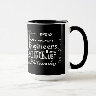 Ingenieros contra la taza del lema de la filosofí