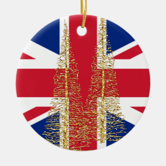 Inglaterra Bandera británica Ornamento de Navidad (Frente)