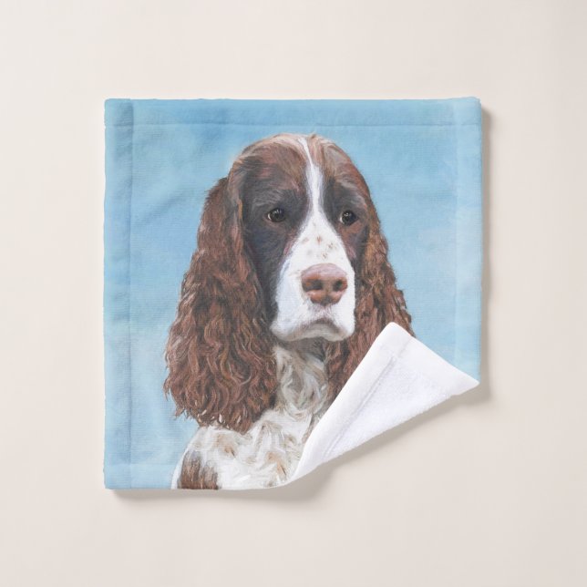 Inglés Springer Spaniel Pintura Original Perro Art (Toallita)