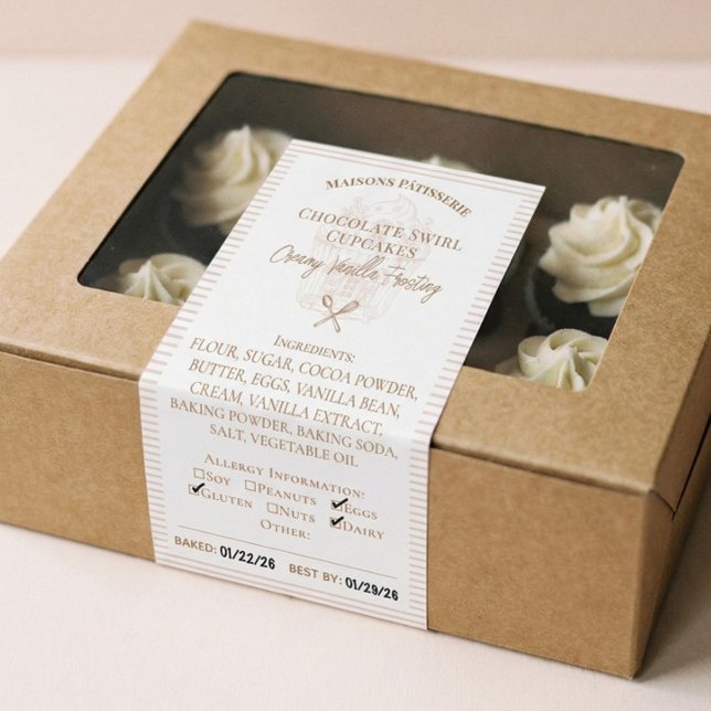 Ingredientes de Panadería de Cupcake y Etiqueta de (Baking Spoon Bakery Ingredients Allergy Food Label)