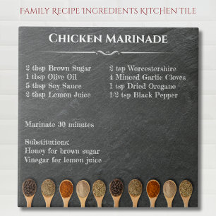 Ingredientes de Receta Familiar y Notas Azulejo de