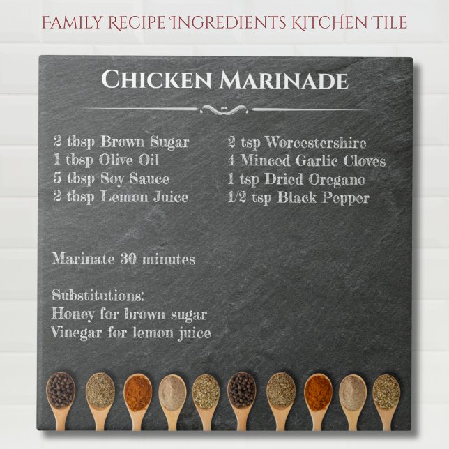 Ingredientes de Receta Familiar y Notas Azulejo de (Family Recipe Ingredients and Notes Kitchen Tile)