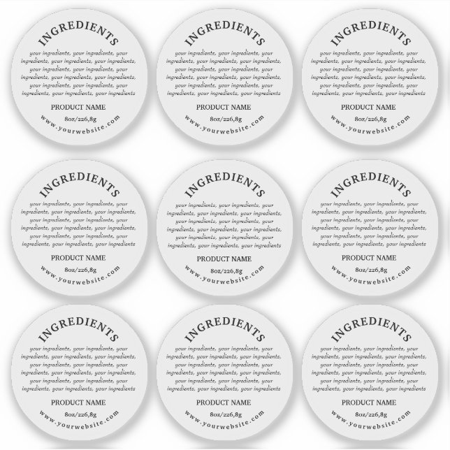 Ingredientes Etiqueta transparente vinílica del pr (Anverso)