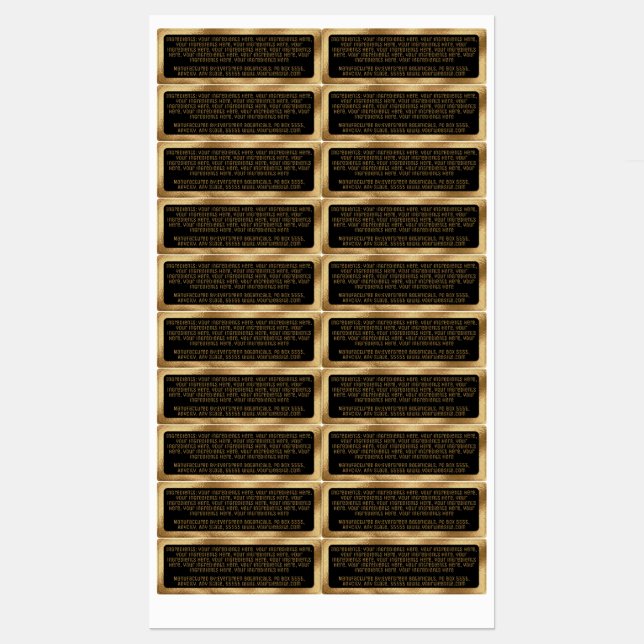 ingredientes impermeables etiqueta rectángulo de o (Hoja)