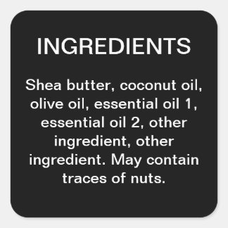 Ingredientes pegatina de etiquetas de productos em