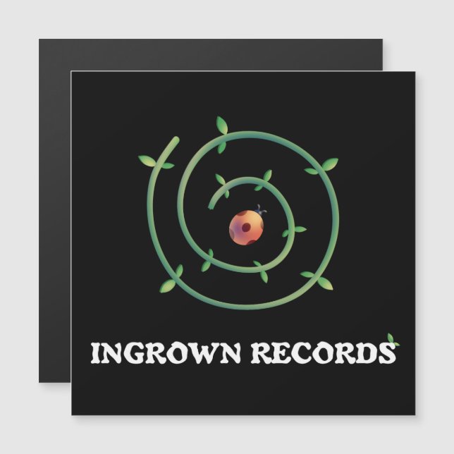 Ingrown Records Ladybug Spiral Magnet Card Negro (Anverso/Reverso)