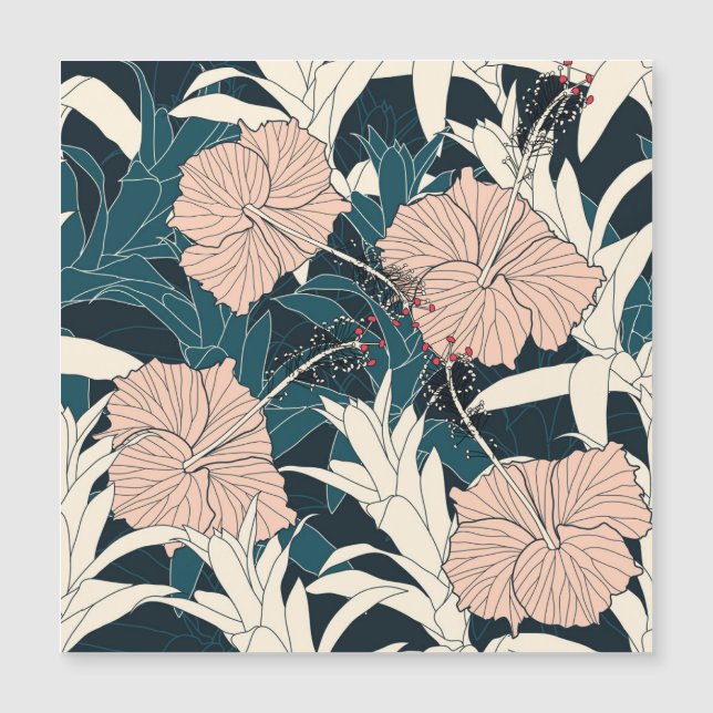 Inhibisco rosa tropical, fondo oscuro (Anverso)