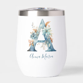 Inicial de monograma A regalo de acuarela floral a