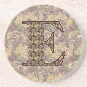 Inicial de monograma E Elegante Floral Posavasos
